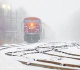 Eastbound CPKC Train In Snowfall DSCN018196