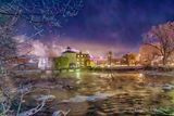 Old Mill Channel On A Very Cold Night 90D138541