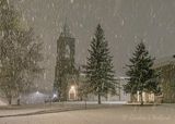 St Francis De Sales Church In Night Snowfall 90D149646
