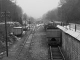 The museum railway in its wintry slumber BW
