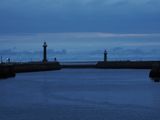 Whitby harbour lighthouses - blue hour
