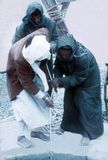 Bedouin elevator letting me down into the well at Saint Catherines monastary 1975