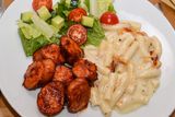 BBQ Smoked Sausage with Mac & Cheese