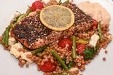 Zaatar Salmon with Giant Couscous and Feta