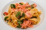 Pappardelle with Smoked Salmon, Tomatoes and Basil