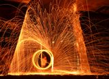 Burning steel wool under the Dunbar bridge
