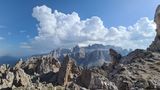 Above Passo Gardena looking south to Sella range