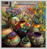 Colorful pots and flowers