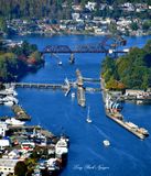 Ballard- Hiram M. Chittenden-Locks, Salmon Bay Bridge, Ballard Locks Fish Ladder, Salmon Bay, Seattle, Washington 038