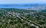 West Seattle Junction, California Ave, SW Alaska St, Holy Rosary Catholic Church, Harbor Island, Elliott Bay,  