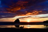 Sunset at Cape Kiwanda State Natural Area, Chief Kiawanda Rock,  Pacific City Beach, Pacific City, Oregon 