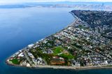Alki Lighthouse, Alki Beach, West Seattle, Elliott Bay, Magnolia, Queen Anne, Seattle Skyline, Wasington on January 1, 2024 178