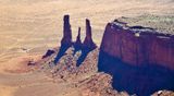 Three Sisters and Mitchell Mesa, Tse Biyi, Monument Valley Tribal Park, Navajo Nation, Arizona 687 