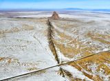 Shiprock NavajoTs Bitʼaʼ, rock with wings or winged rock,  Shiprock Peak, Red Rock Highway, Shiprock,  