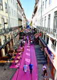 Overhead view of Pink Street, Lisbon, Portugal 130 