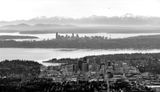 Downtown Bellevue, Lake Washington, Downtown Seattle, Puget Sound, Gold and Green Mountain, Olympic Mountains, Washington 1813a