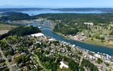 La Conner Main Street, Swinomish Channel, Rainbow Bridge, Pioneer Park, Sheltery Bay, Swinomish Village, Skagit Bay, NAS Whidbey