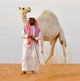 Saudi Camel Herder and White Camel, Sand Dune in Saudi Desert, West Al Ghat, Saudi Arabia 2405A  
