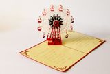 12 Hand Carved Folding Birthday Card from VietNam...a Moving Ferris Wheel