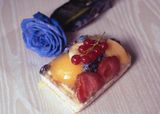 Fruit Pastry with a Blue Rose
