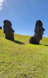 Side by side Moai at Rano a Raraku