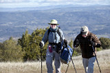 2 hikers with poles