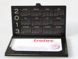 Laser engraved business card box calender