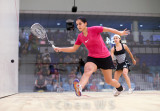 Nicol David (Malaysia) v Omneya Abdel Kawy (Egypt) crimson/black 