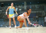 Dipika Pallikal (India) v Jenny Duncalf (England) blue/yellow