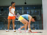 Dipika Pallikal (India) v Jenny Duncalf (England) blue/yellow