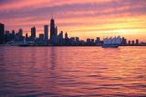Chicago at sunset from the lake