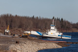 2012 November 13 barge Niska I heads up the marine railway to winter storage.