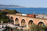 A short train and the BB22309 on the La Rague bridge, near Cannes.