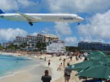 Beach right next to airport at St. Maarten