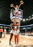 Georgia Tech Yellow Jackets Cheerleaders perform for the crowd