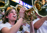 Georgia Tech Band Member performs during a break in the action