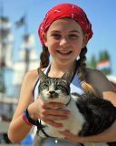 Girl with her cat