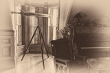Telescope and piano, Billiard Room, Craigdarroch Castle
