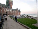 Judy on Rue des Carrieres - Le Château Frontenac, the boardwalk and the St. Lawrence River are in the background.