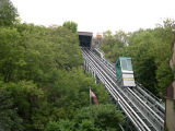 The funicular connecting the Upper and Lower Towns of Old Qubec. The view is from Lower Town.