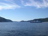 View from our boat returning to Baie Ste-Catherine after whale watching.