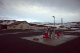 Benzínstöðin.