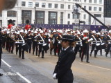 The band of the Royal Marines lead servicemen to be deployed on route