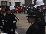 The band of the Welsh Guards leads the main procession