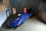 Edward in an Olympic bobsled (this and the next pictures were made in the Adirondack Museum at Blue Mt. Lake).