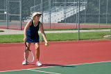 Debbie Hill plays tennis with friends at Crockett Park