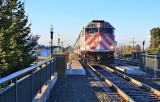 Caltrain approaching San Carlos