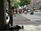 Street Player with His Guide Dog