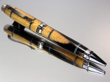 Black & White Ebony Turquoise Inlay Cigar Twist Pen Black Titanium Hardware