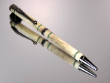 Whitetail Deer Antler Turquoise Inlay Slimline Twist Ballpoint Pen Black Titanium Hardware